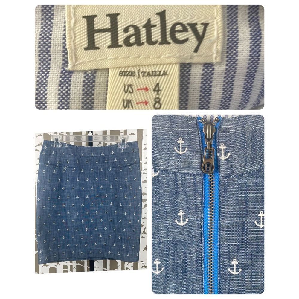 Hatley Anchor Print Chambray Mini Skirt sz 4